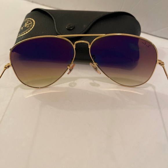 Ray Ban gold  large aviator lens sunglasses unisex - Picture 4 of 8